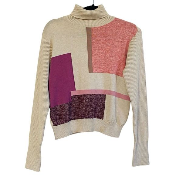 DAKS London Golf Vintage Abstract Print Turtleneck Sweater Sz L - Picture 10 of 10